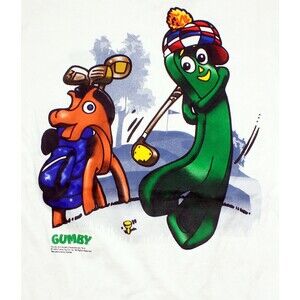 Gumby Sports Club Shirt Golf Men Size Large Pokey USA Made 90's Rare Graphic